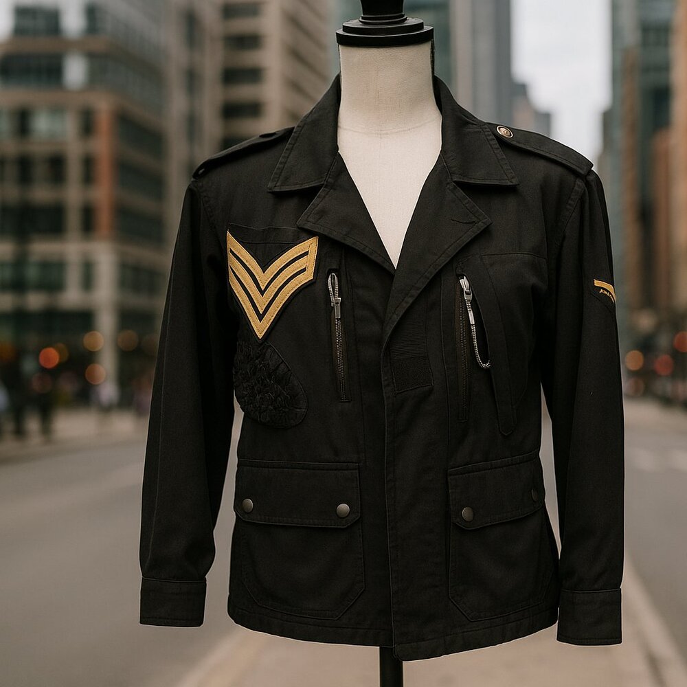 West Style Story Miltary Womens‎ Button Up Jacket Black Cotton France Sz L